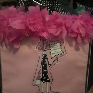 pink feather top medium sized purse